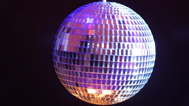 Disco Ball with Reflective, Shiny, Flashing Lights - Close-up