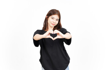 Showing Love Heart Sign Of Beautiful Asian Woman Isolated On White Background