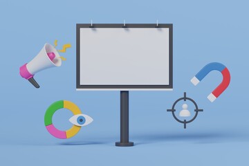 Advertisement 3D illustration. Billboard 3D illustration.