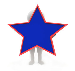 Fototapeta premium 3d man holding a plain star concept