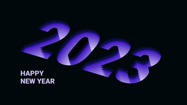 Happy new year 2023 futuristic infinity mirror design