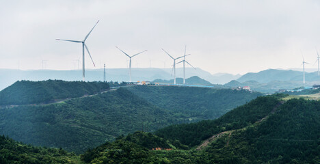 Windmills for electric power production on mountain