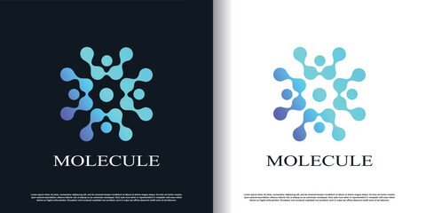 molecule logo design vector with creative concept premium vector
