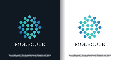 molecule logo design vector with creative concept premium vector
