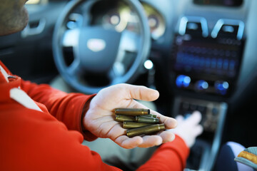 dollars with a car key lie in inside cars. financial concept