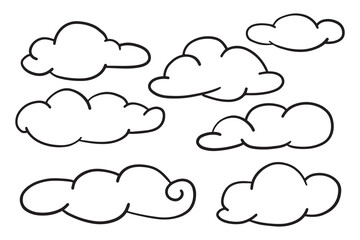 doodle set of clouds, vector illustration.