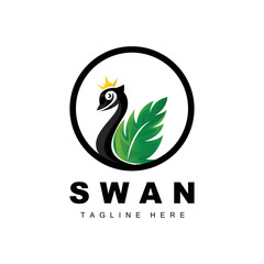 Swan Logo Design, Duck Animal Illustration, Company Brand Template Vector