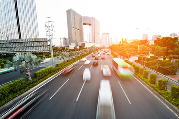 Fototapeta premium Motion speed effect of traffic in a Chinese city