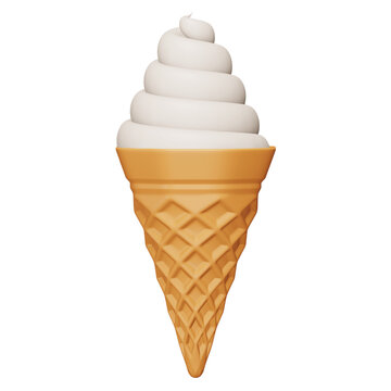 Ice cream cone 3d rendering isometric icon.