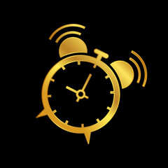 gold alarm clock vector icon