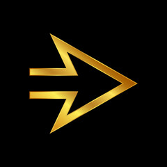 gold arrow vector icon in trendy flat design