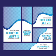 Modern banner design web template Set, Horizontal header web banner. Modern Gradient Blue cover header background for website design, Social Media Cover ads banner