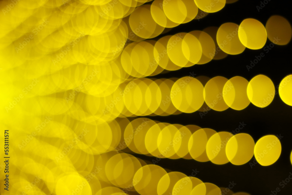 Poster beautiful blur yellow bokeh for pattern and background.
