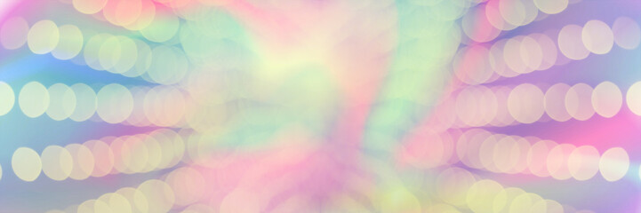 Fototapeta na wymiar horizontal beautiful blur bokeh with rainbow colors for pattern and background.