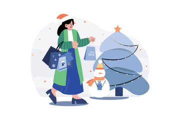 Merry Christmas Illustration concept on white background