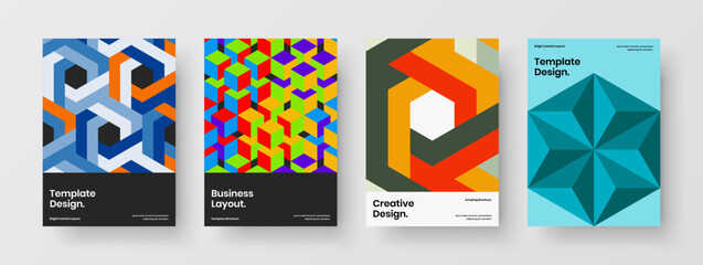 Abstract company identity design vector concept set. Unique geometric tiles presentation layout collection.