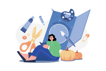 Thanksgiving Day Illustration concept on white background