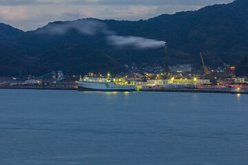 関門橋 　橋 　日本海　海　吊橋　高速道路　夜景　日本