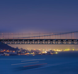 関門橋 　橋 　日本海　海　吊橋　高速道路　夜景　日本