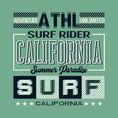Athletic california typography design for printing on t-shirt vector illustration