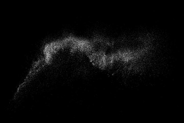 Distressed white grainy texture. Dust overlay textured. Grain noise particles. Rusted black background. Vector illustration. EPS 10.  