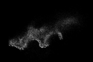 Obraz premium Distressed white grainy texture. Dust overlay textured. Grain noise particles. Rusted black background. Vector illustration. EPS 10. 