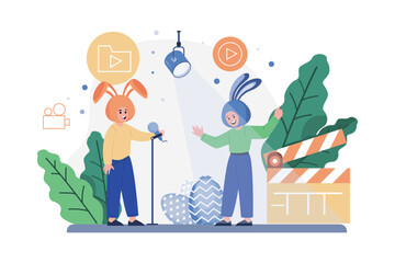 Easter Day Illustration concept on white background