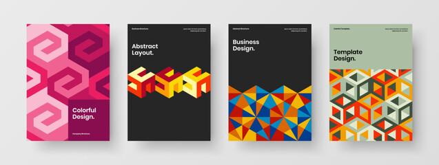Colorful placard vector design concept collection. Premium geometric shapes leaflet template set.