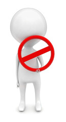 3d man holding restriction sign concept