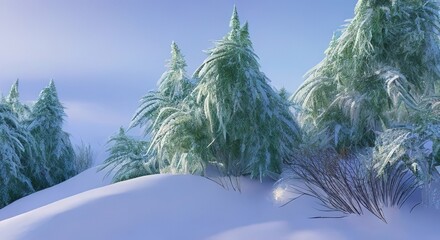 illustration of a colorful cannabis bush covered with snow like a Christmas tree