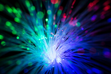 Abstract close up fiber optics light for background. picture used backdrop computer communication technology or advertising. Optical lighting.
