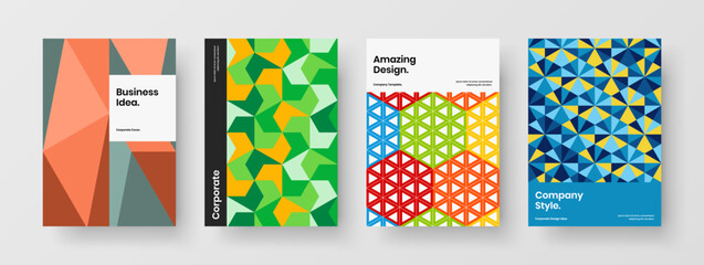 Minimalistic geometric shapes poster concept collection. Abstract brochure design vector layout composition.