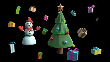 Santa's house, 3d model, icon set