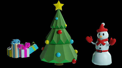 Santa's house, 3d model, icon set