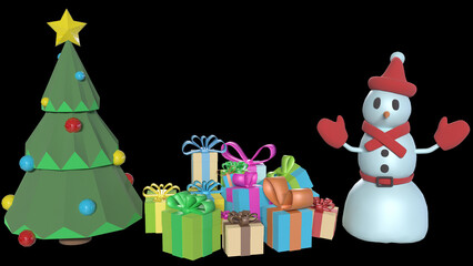 Santa's house, 3d model, icon set