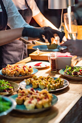 chef making catering food in restaurant