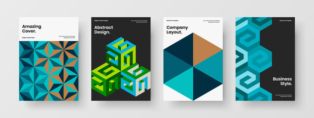 Fototapeta premium Original company identity design vector template bundle. Trendy mosaic tiles booklet concept composition.