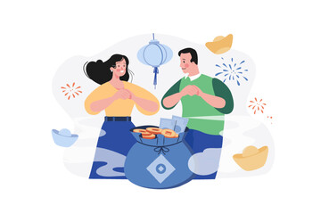 Chinese New Year Illustration concept on white background