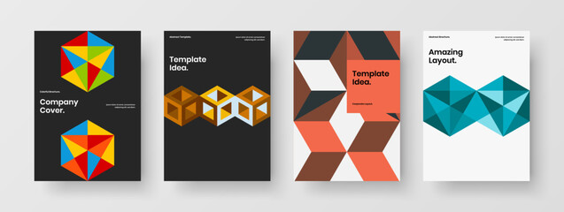 Minimalistic geometric shapes company identity layout collection. Original flyer vector design concept set.