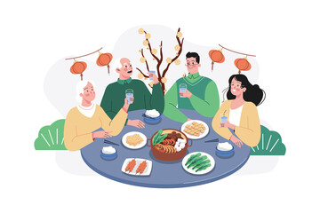 Chinese New Year Illustration concept on white background