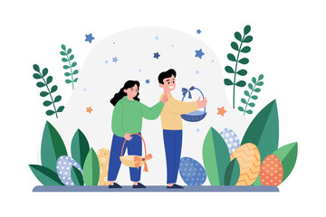 Easter Day Illustration concept on white background
