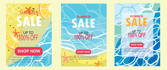 Naklejka premium set of summer banner for sale
