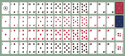 Full deck printable vector playing cards minimalist classic design