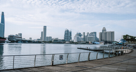 city harbour bridge and skyline of Singapore 