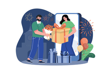 New year�s Eve Illustration concept on white background