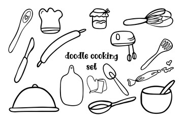 Doodle cooking set hand drawn