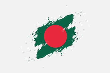 Bangladesh flag in abstract grunge brush effect. Bangladesh victory day background with color green and red illustration.	