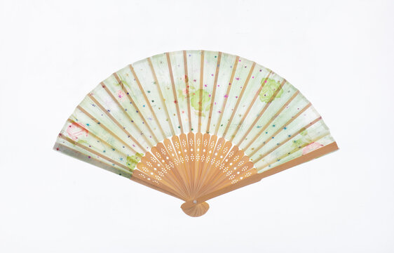 paper japanese fan isolated on white background