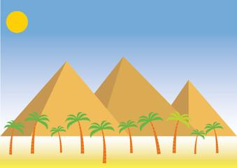 pyramids in the desert .
pyramids of giza .
pyramids in the background .
landscape with pyramids