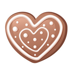 Obraz premium Christmas gingerbread heart. New Year's sweets. Sweet Christmas Traditional Cookie. Vector illustration of winter food. Eps10 vector collection. Happy holidays flat style. Nice decorated biscuits.